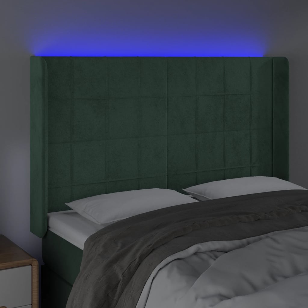 Tête de lit à LED Vert foncé 147x16x118/128 cm Velours - XIOS