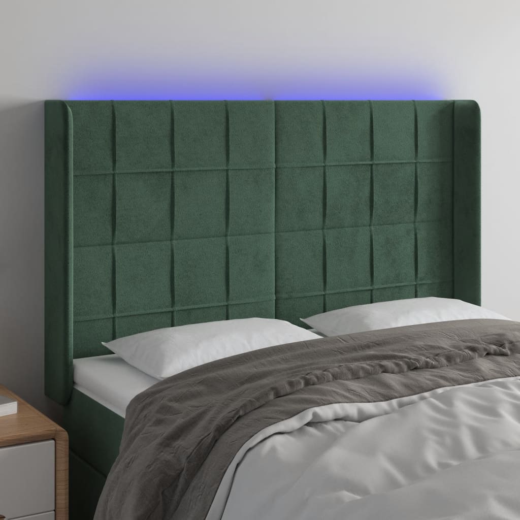 Tête de lit à LED Vert foncé 147x16x118/128 cm Velours - XIOS