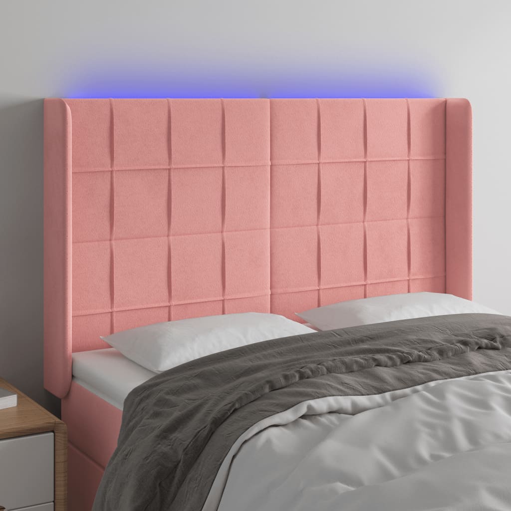 Tête de lit à LED Rose 147x16x118/128 cm Velours - XIOS