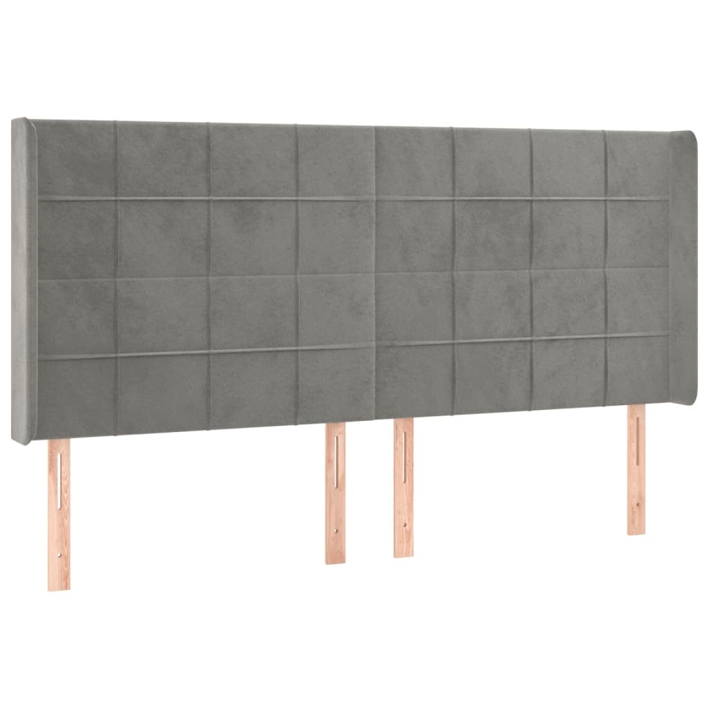 Tête de lit à LED Gris clair 163x16x118/128 cm Velours - XIOS