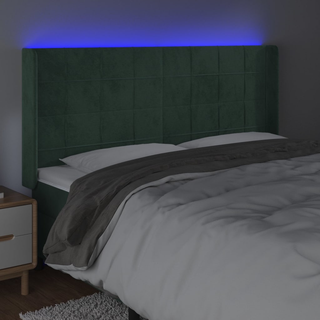 Tête de lit à LED Vert foncé 163x16x118/128 cm Velours - XIOS