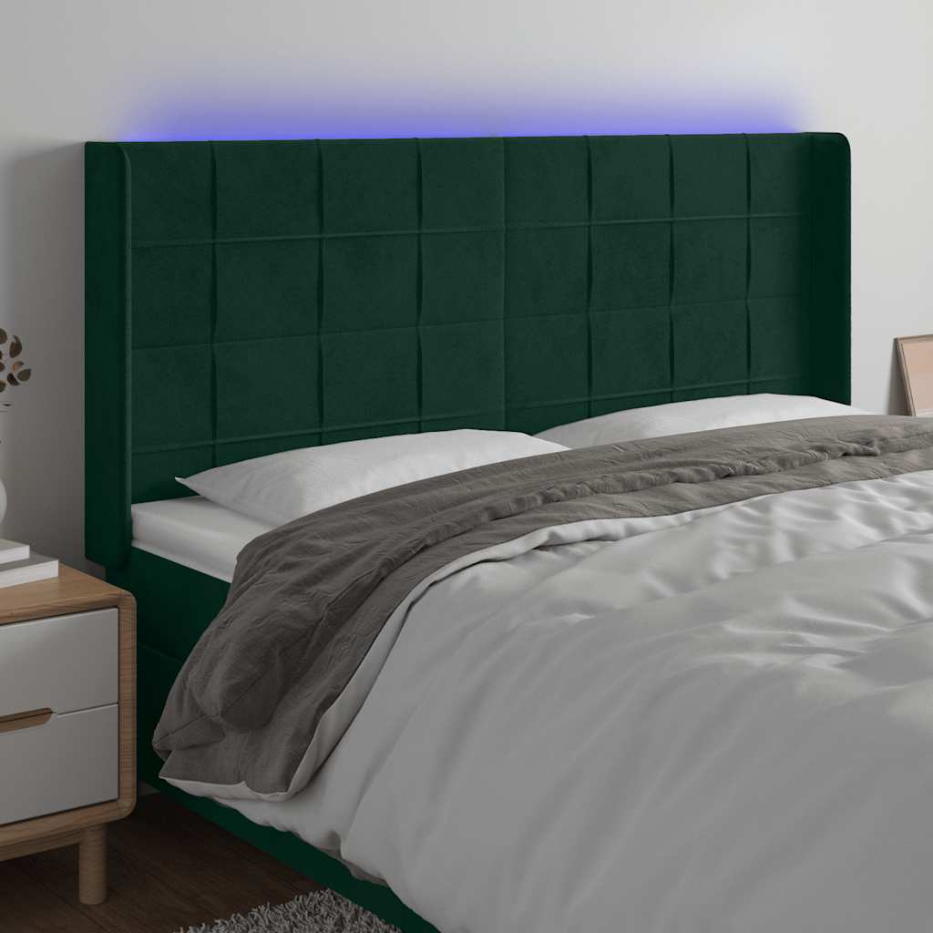 Tête de lit à LED Vert foncé 203x16x118/128 cm Velours - XIOS
