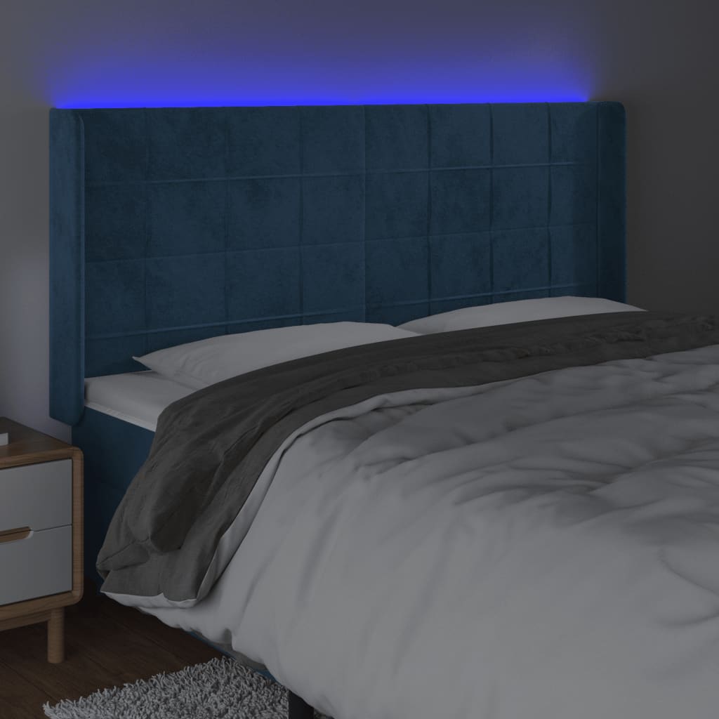 Tête de lit à LED Bleu foncé 203x16x118/128 cm Velours - XIOS
