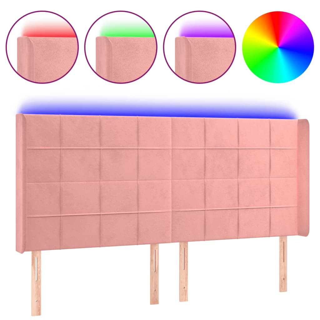Tête de lit à LED Rose 203x16x118/128 cm Velours - XIOS