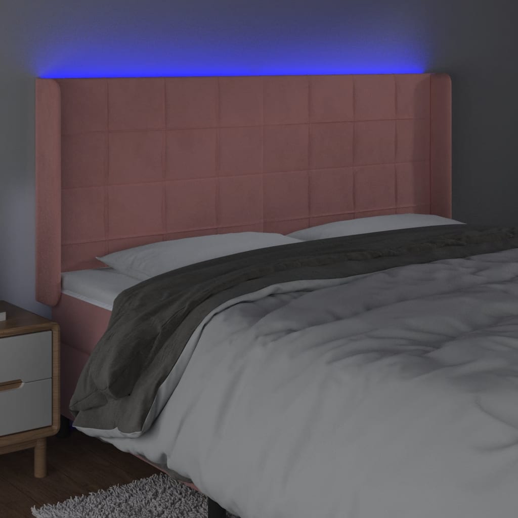 Tête de lit à LED Rose 203x16x118/128 cm Velours - XIOS