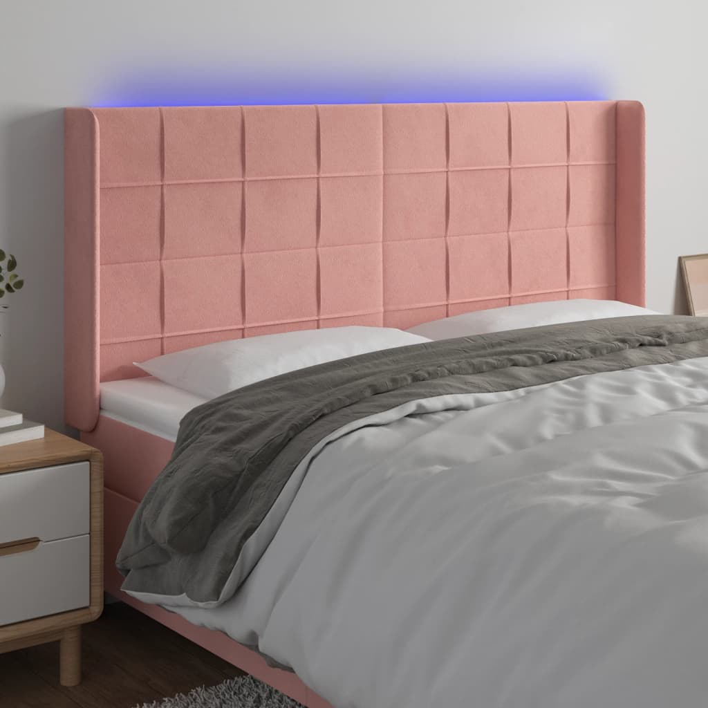 Tête de lit à LED Rose 203x16x118/128 cm Velours - XIOS
