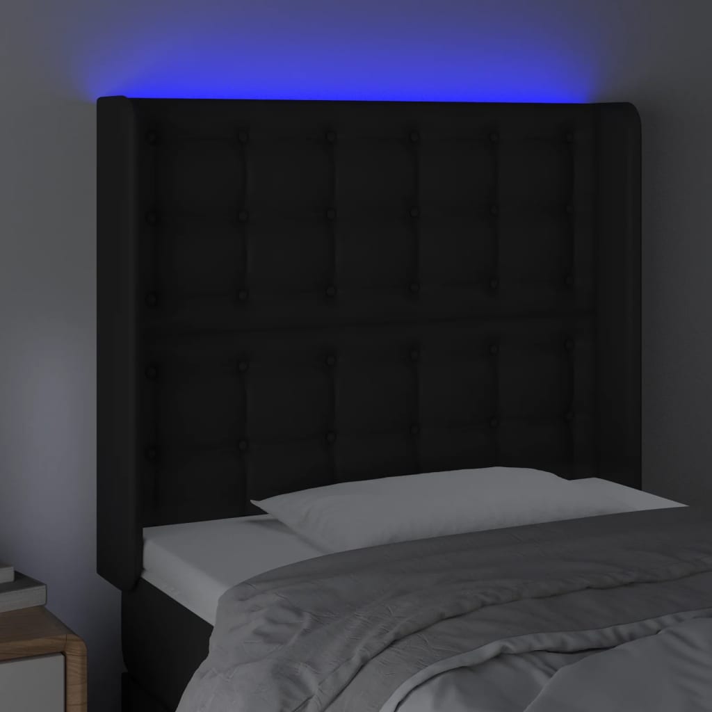 Tête de lit à LED Noir 83x16x118/128 cm Similicuir - XIOS