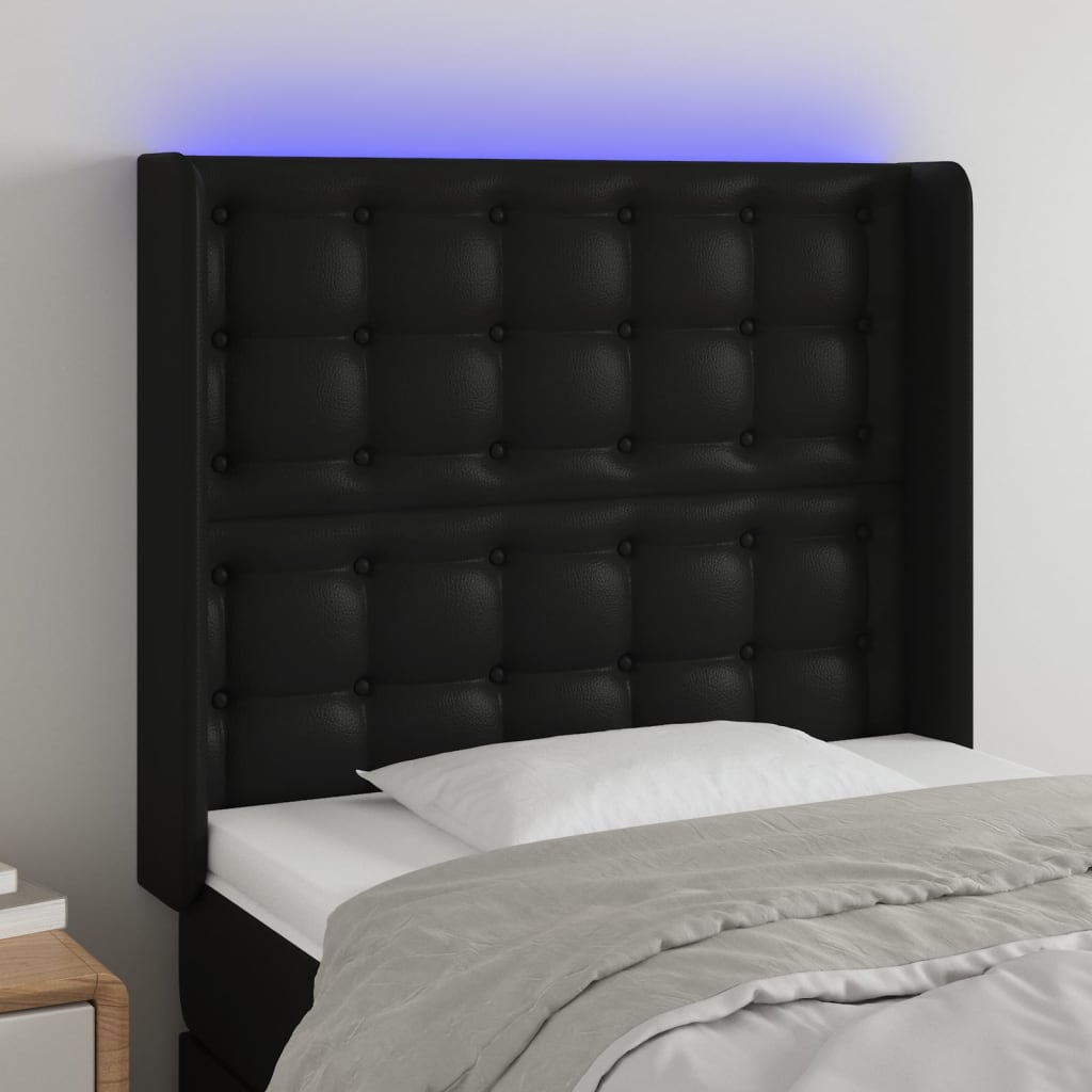 Tête de lit à LED Noir 83x16x118/128 cm Similicuir - XIOS
