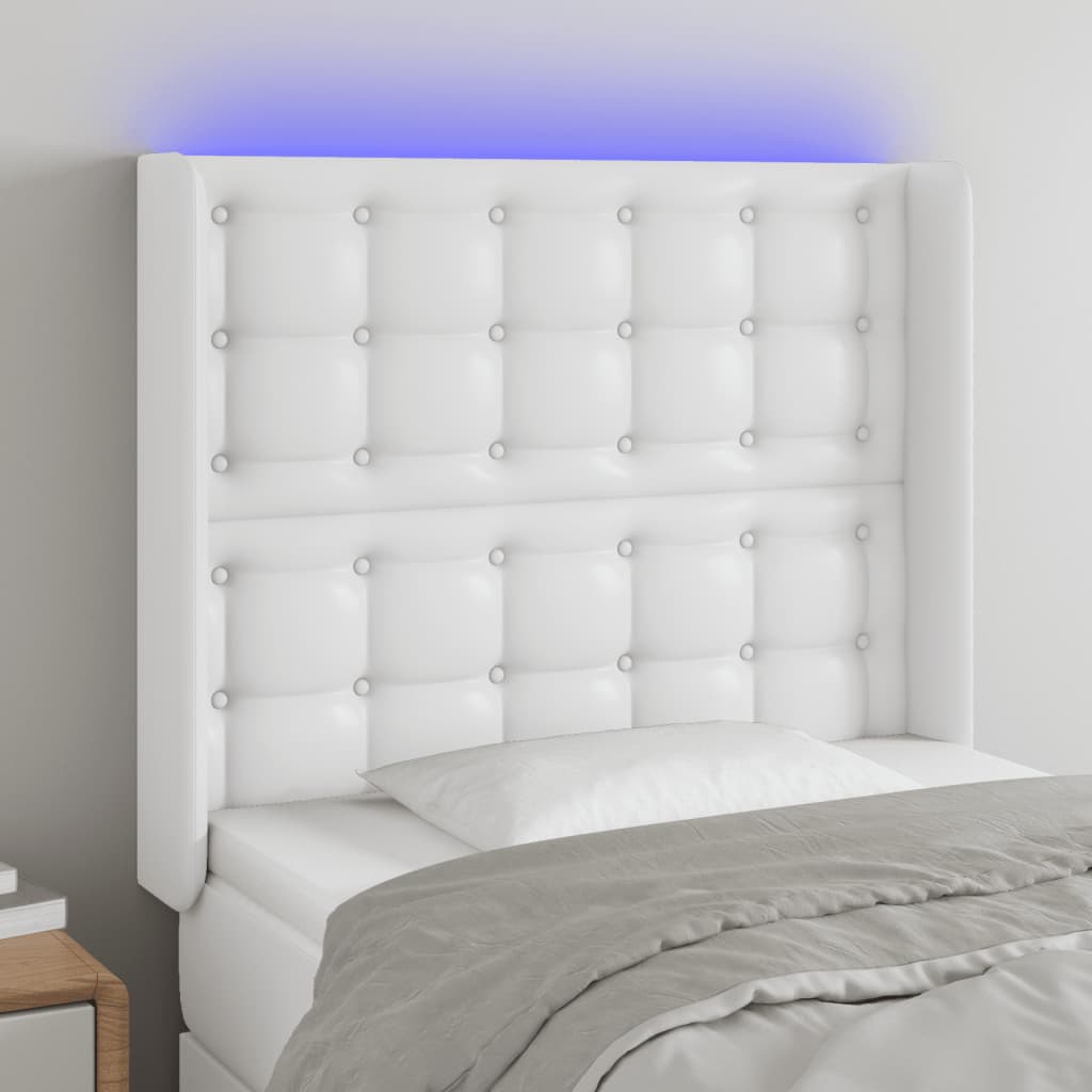 Tête de lit à LED Blanc 83x16x118/128 cm Similicuir - XIOS