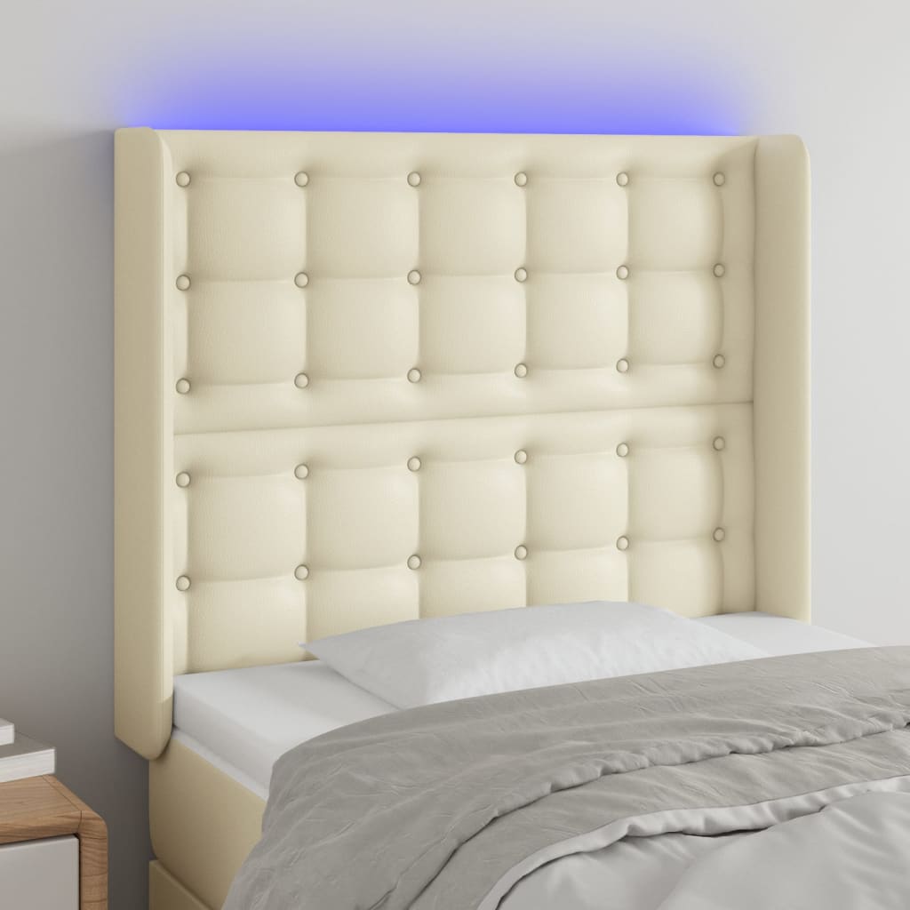 Tête de lit à LED Crème 83x16x118/128 cm Similicuir - XIOS