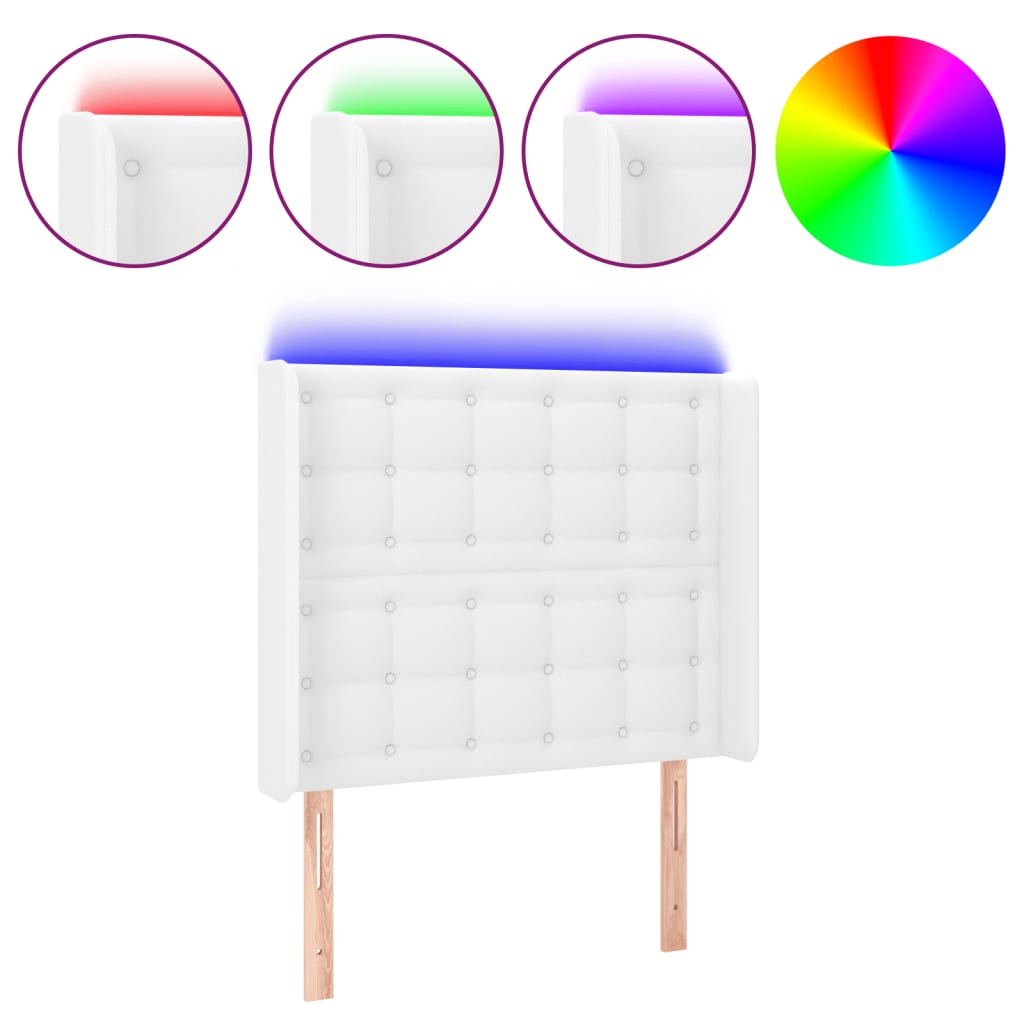 Tête de lit à LED Blanc 93x16x118/128 cm Similicuir - XIOS