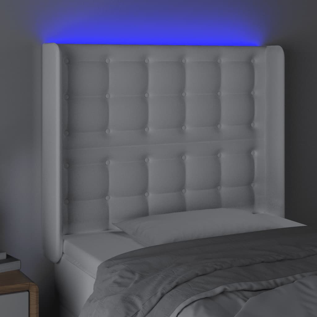 Tête de lit à LED Blanc 93x16x118/128 cm Similicuir - XIOS