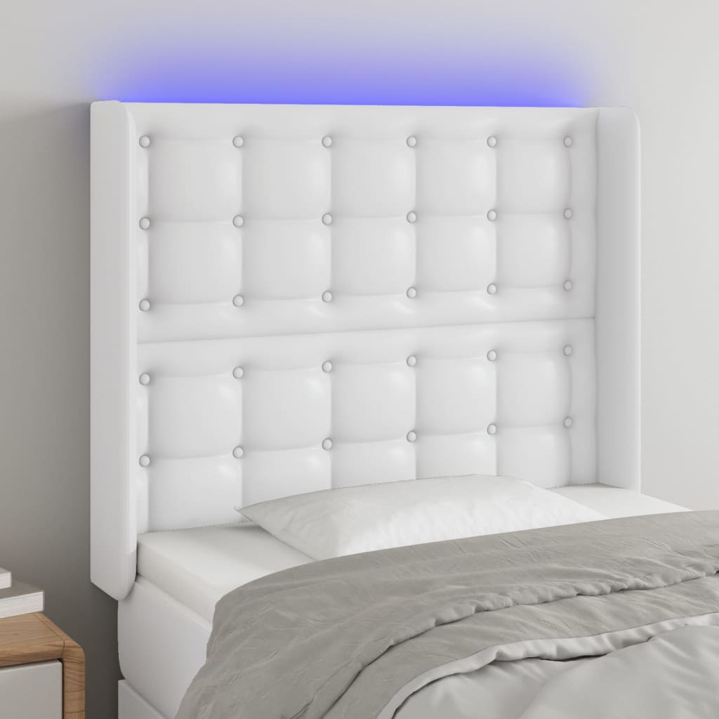 Tête de lit à LED Blanc 93x16x118/128 cm Similicuir - XIOS