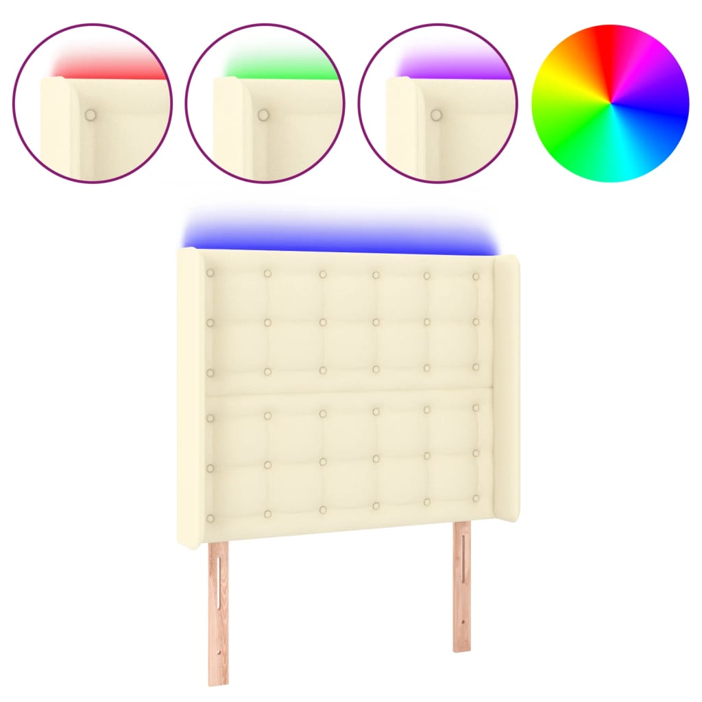 Tête de lit à LED Crème 93x16x118/128 cm Similicuir - XIOS