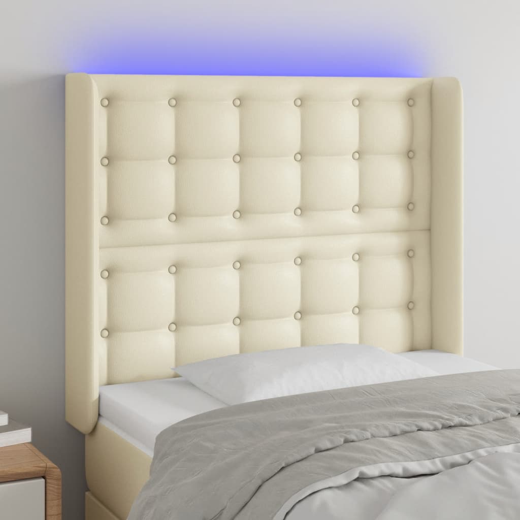 Tête de lit à LED Crème 93x16x118/128 cm Similicuir - XIOS