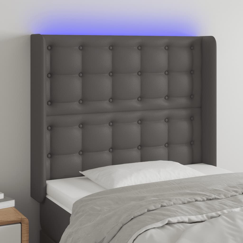 Tête de lit à LED Gris 93x16x118/128 cm Similicuir - XIOS