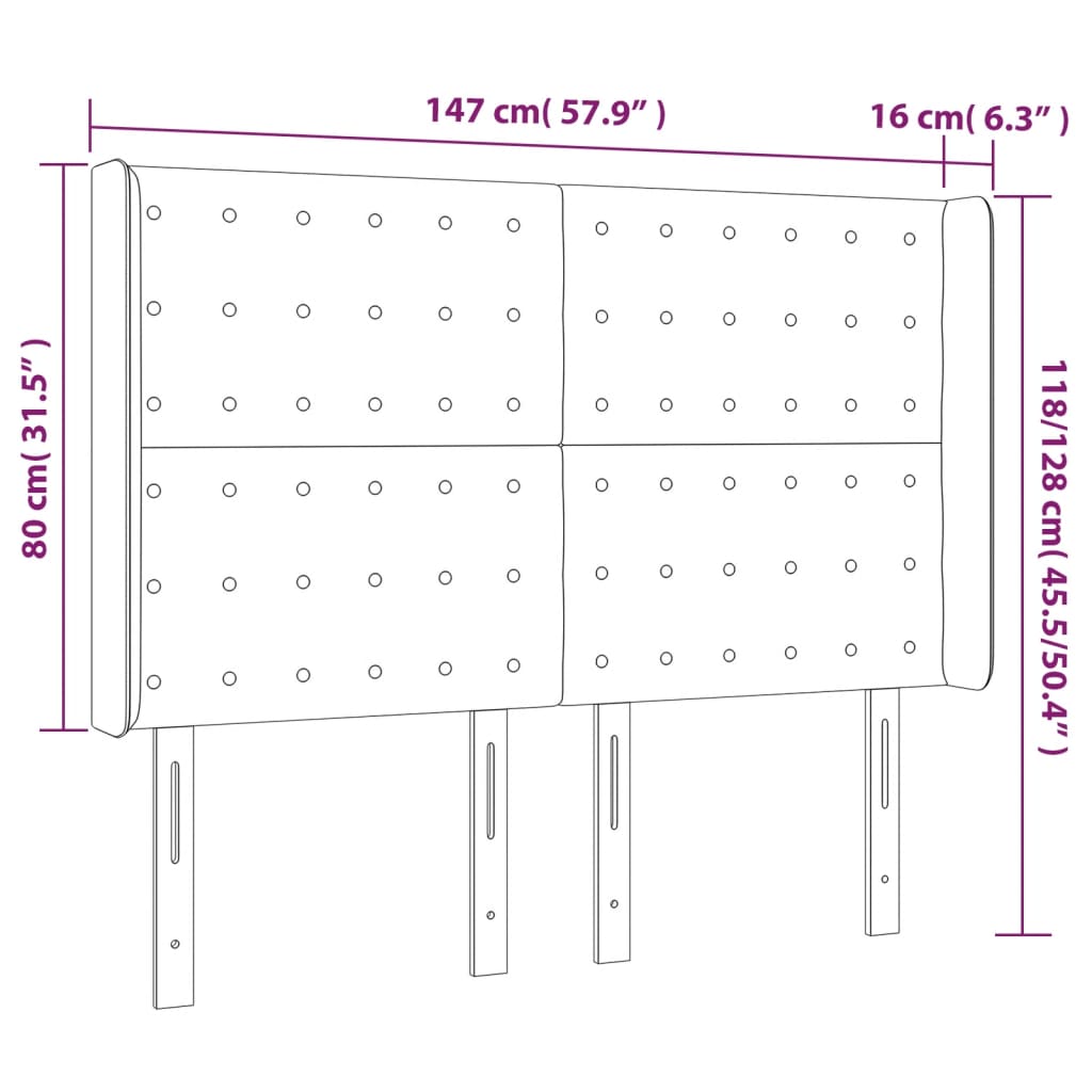 Tête de lit à LED Blanc 147x16x118/128 cm Similicuir - XIOS