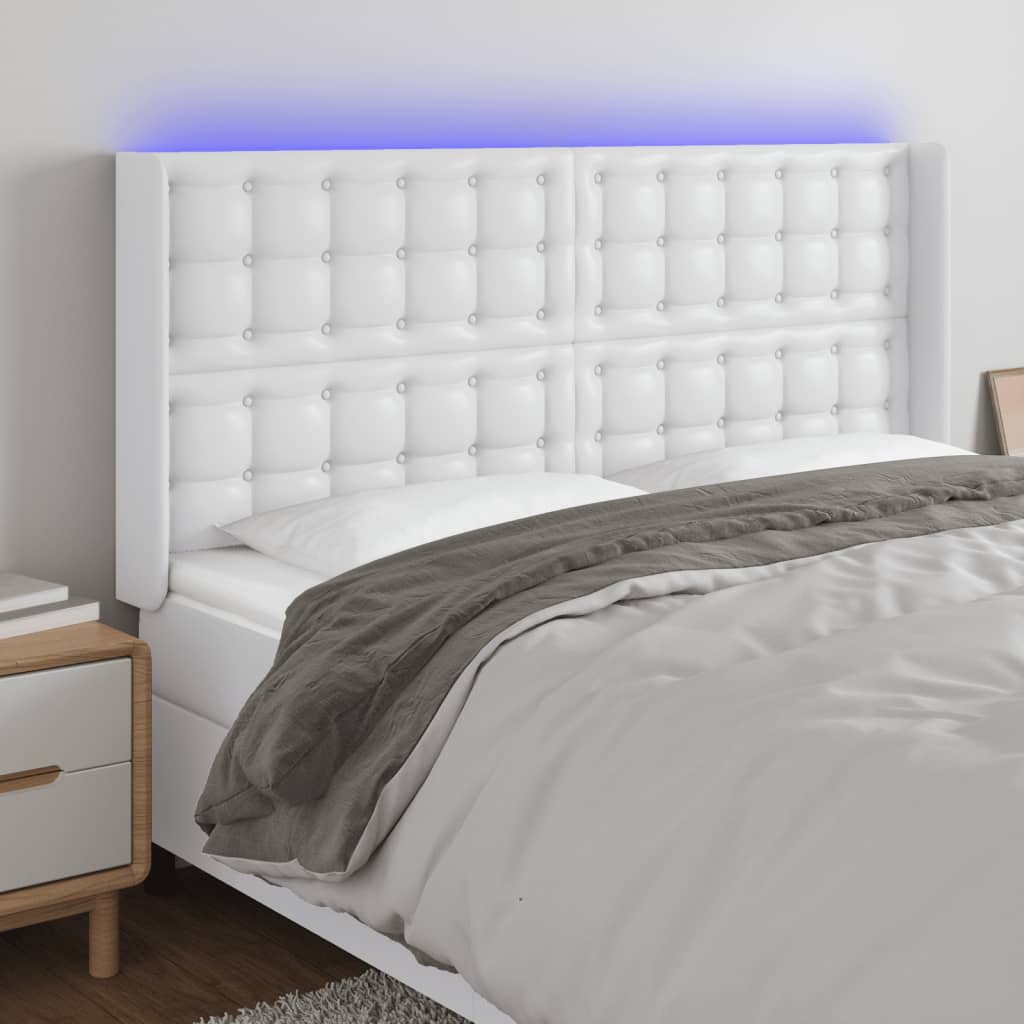 Tête de lit à LED Blanc 147x16x118/128 cm Similicuir - XIOS