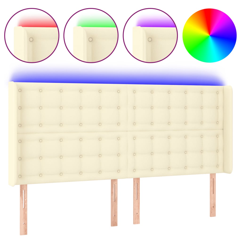 Tête de lit à LED Crème 147x16x118/128 cm Similicuir - XIOS