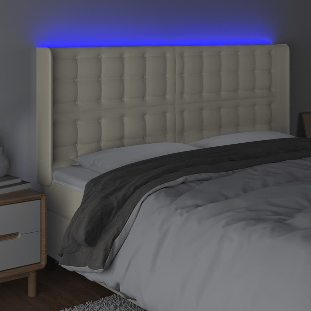 Tête de lit à LED Crème 147x16x118/128 cm Similicuir - XIOS