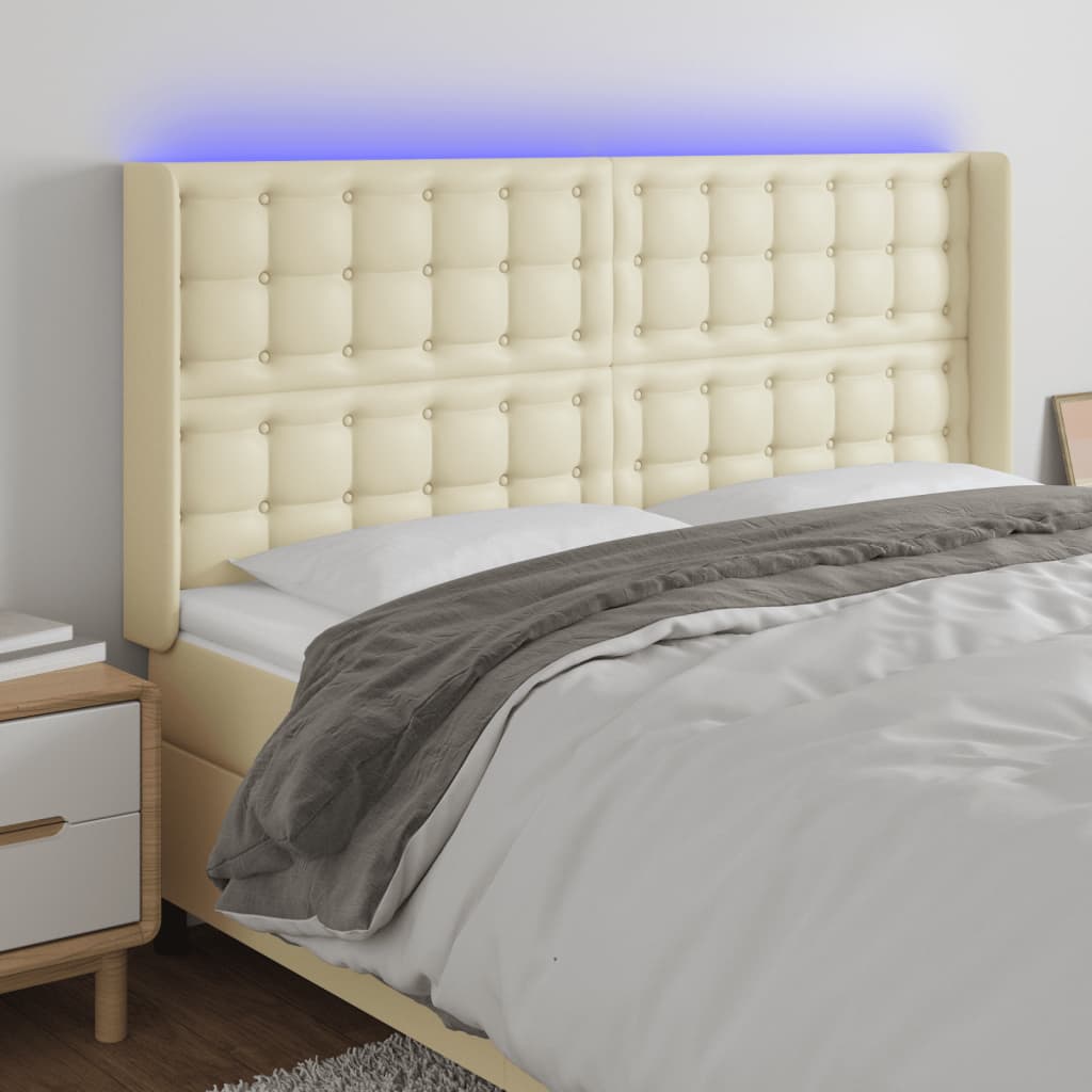 Tête de lit à LED Crème 147x16x118/128 cm Similicuir - XIOS