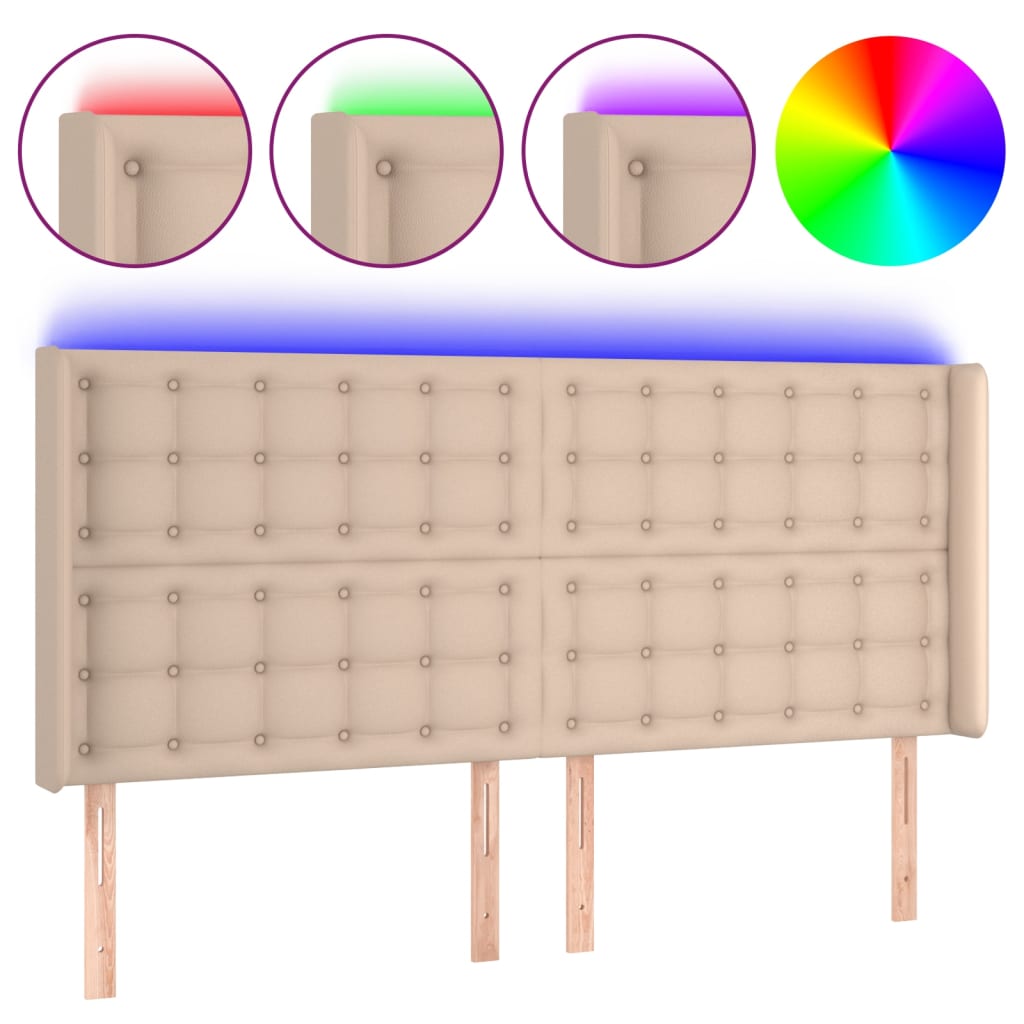 Tête de lit à LED Cappuccino 163x16x118/128 cm Similicuir - XIOS