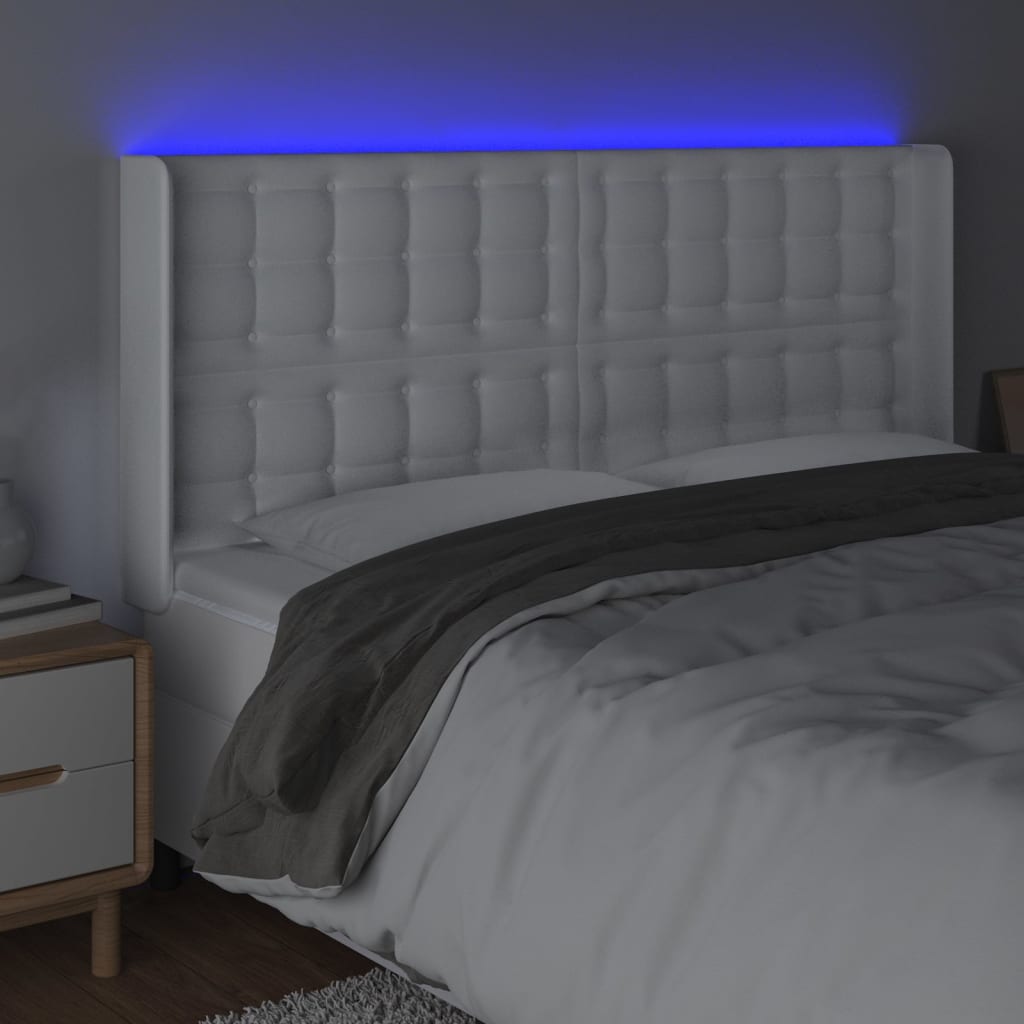 Tête de lit à LED Blanc 183x16x118/128 cm Similicuir - XIOS