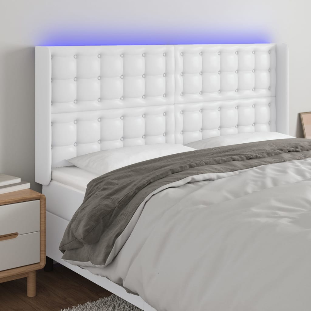 Tête de lit à LED Blanc 183x16x118/128 cm Similicuir - XIOS