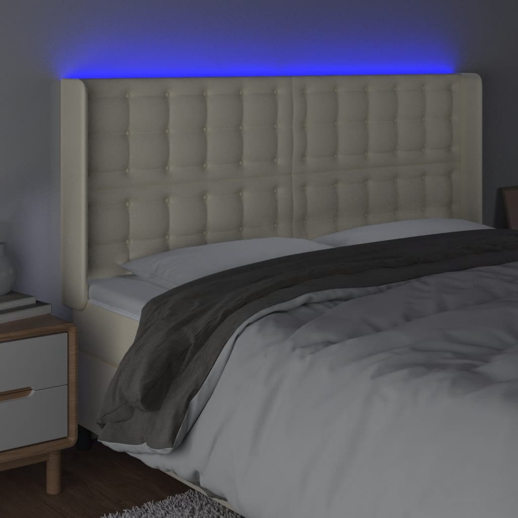 Tête de lit à LED Crème 183x16x118/128 cm Similicuir - XIOS