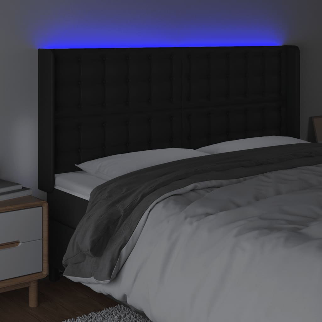 Tête de lit à LED Noir 203x16x118/128 cm Similicuir - XIOS