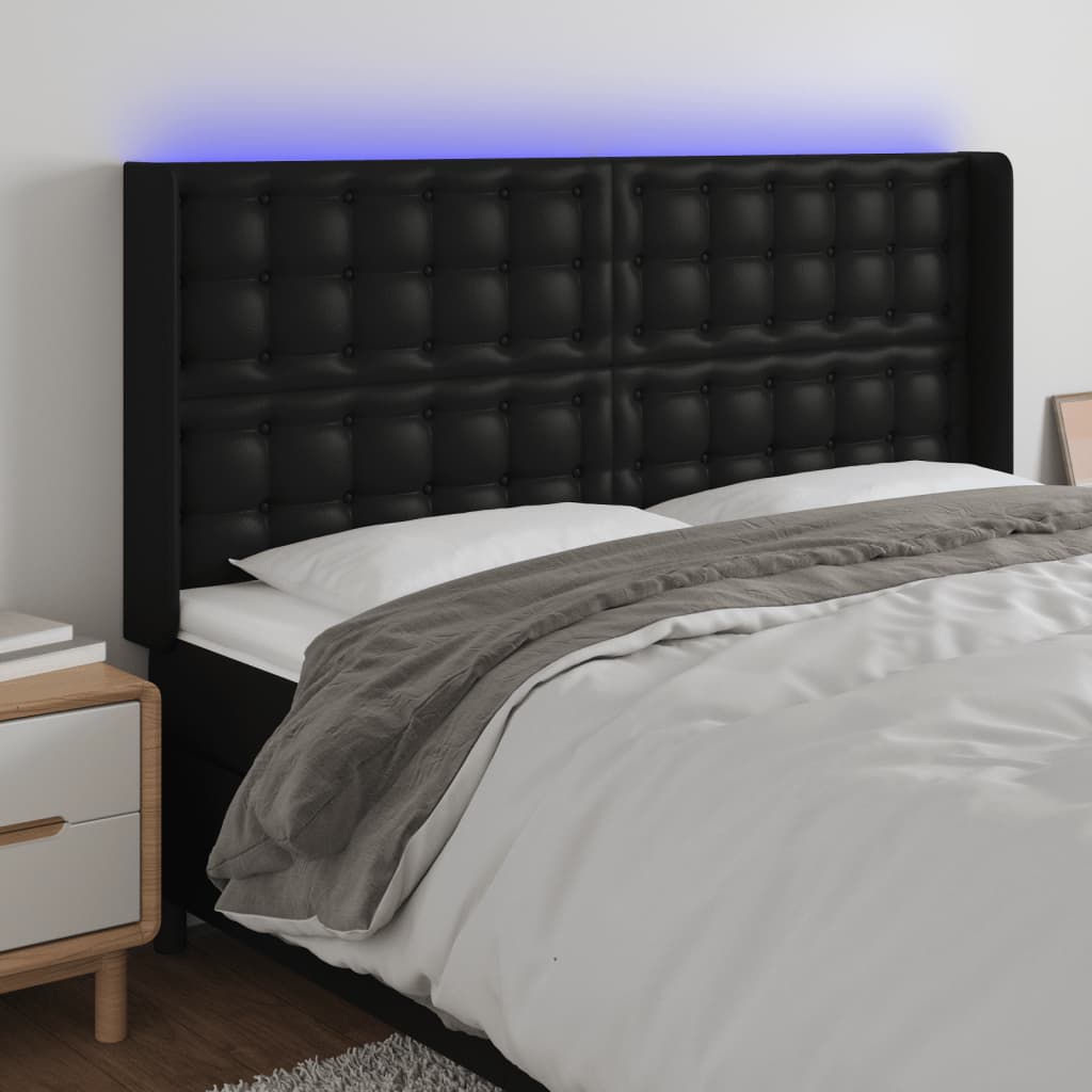 Tête de lit à LED Noir 203x16x118/128 cm Similicuir - XIOS