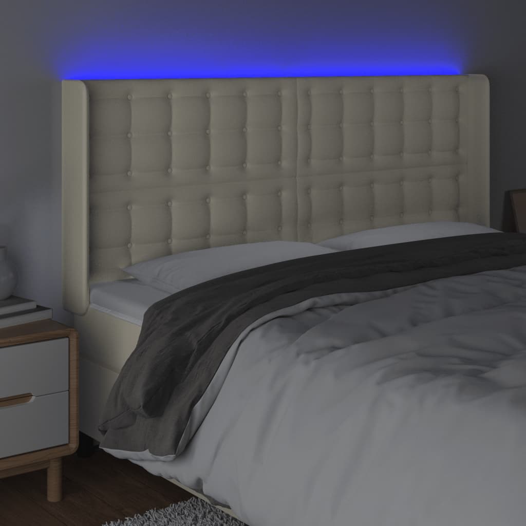 Tête de lit à LED Crème 203x16x118/128 cm Similicuir - XIOS