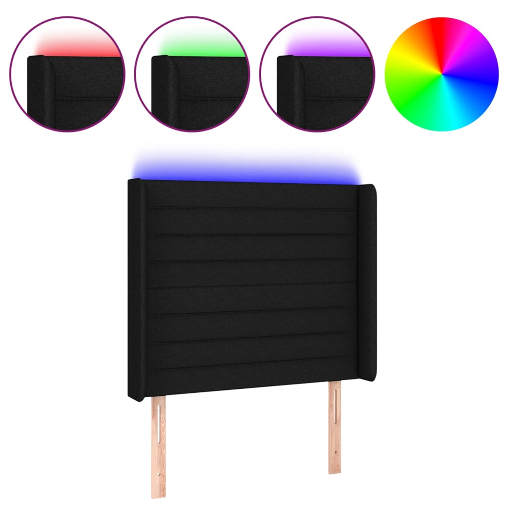 Tête de lit à LED Noir 83x16x118/128 cm Tissu Têtes et pieds de lit vidaXL