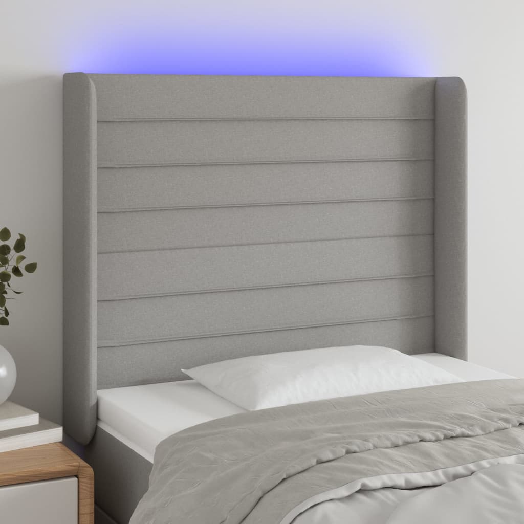 Tête de lit à LED Gris clair 103x16x118/128 cm Tissu - XIOS