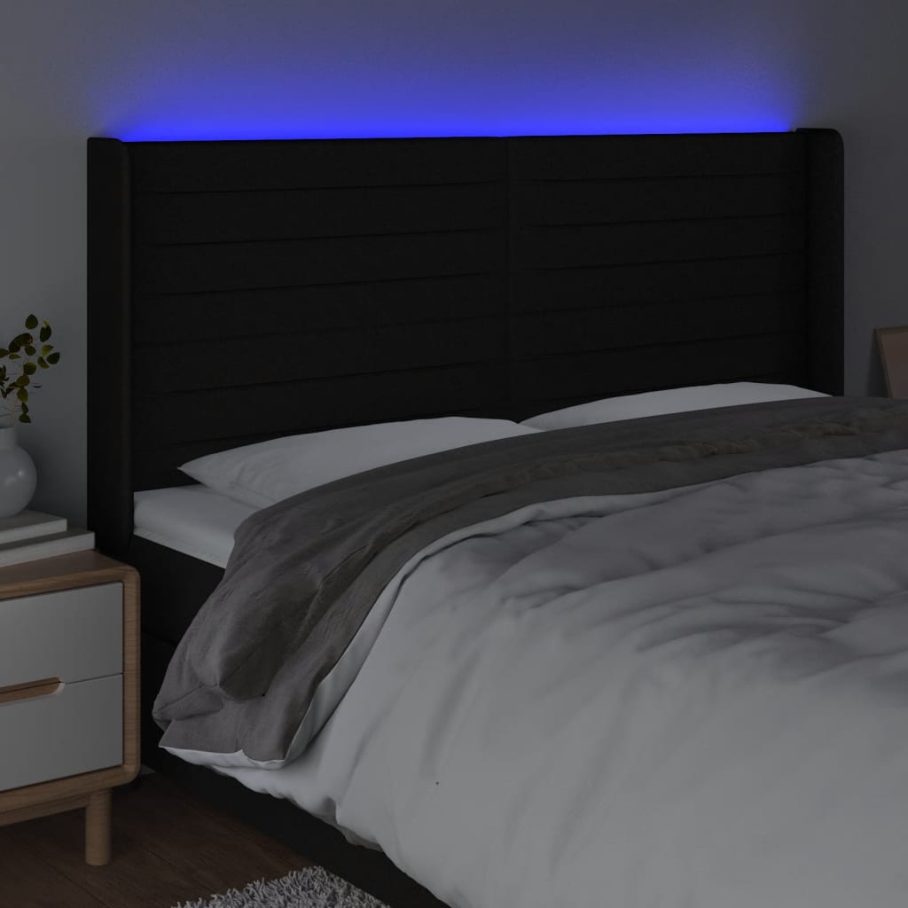 Tête de lit à LED Noir 163x16x118/128 cm Tissu - XIOS