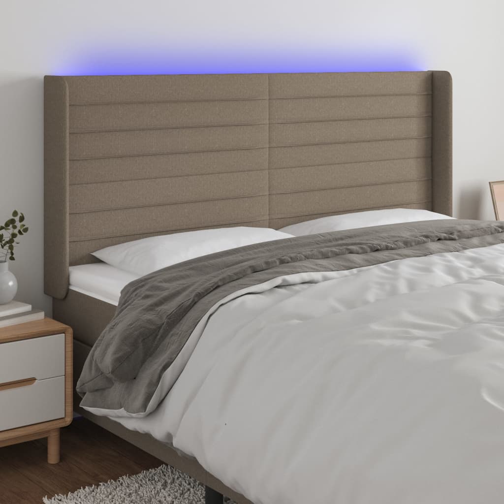 Tête de lit à LED Taupe 163x16x118/128 cm Tissu Têtes et pieds de lit vidaXL