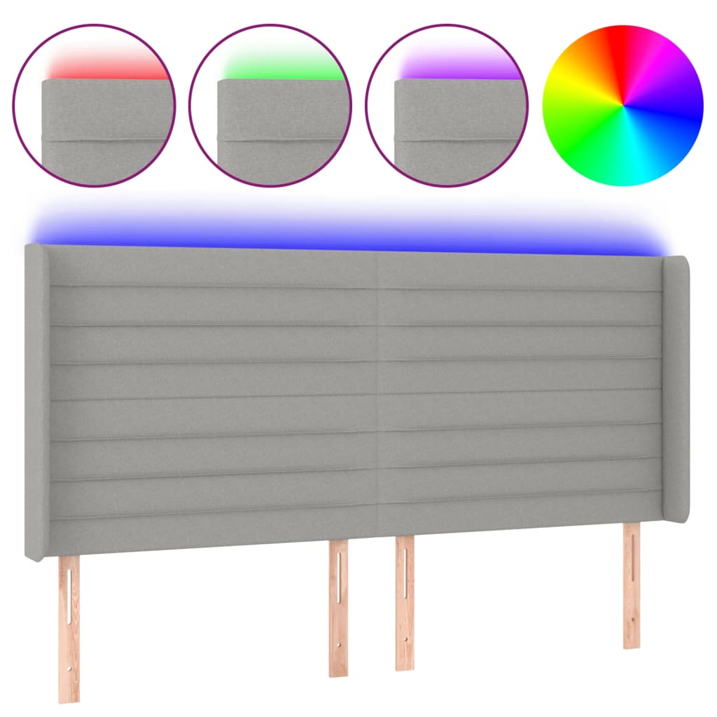 Tête de lit à LED Gris clair 203x16x118/128 cm Tissu - XIOS