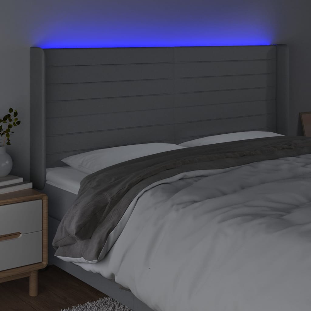 Tête de lit à LED Gris clair 203x16x118/128 cm Tissu - XIOS