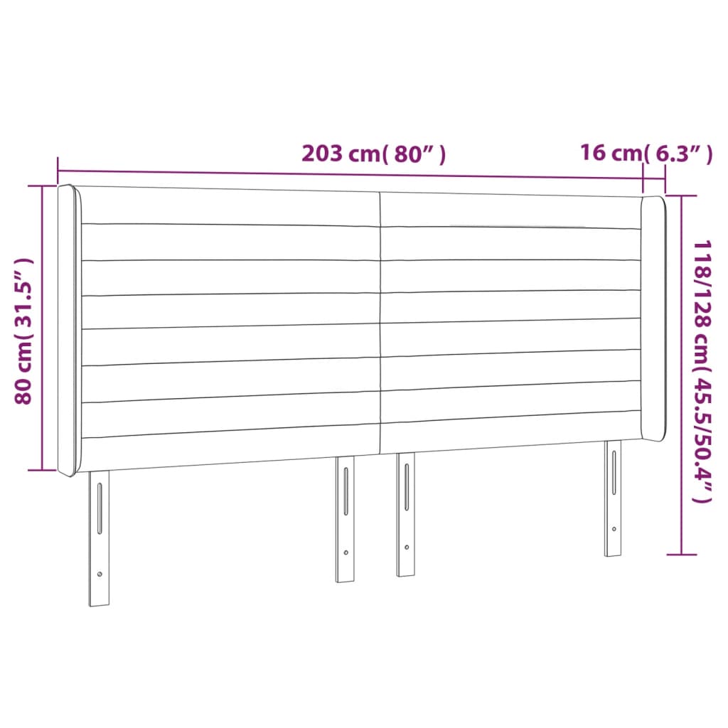 Tête de lit à LED Gris clair 203x16x118/128 cm Tissu - XIOS
