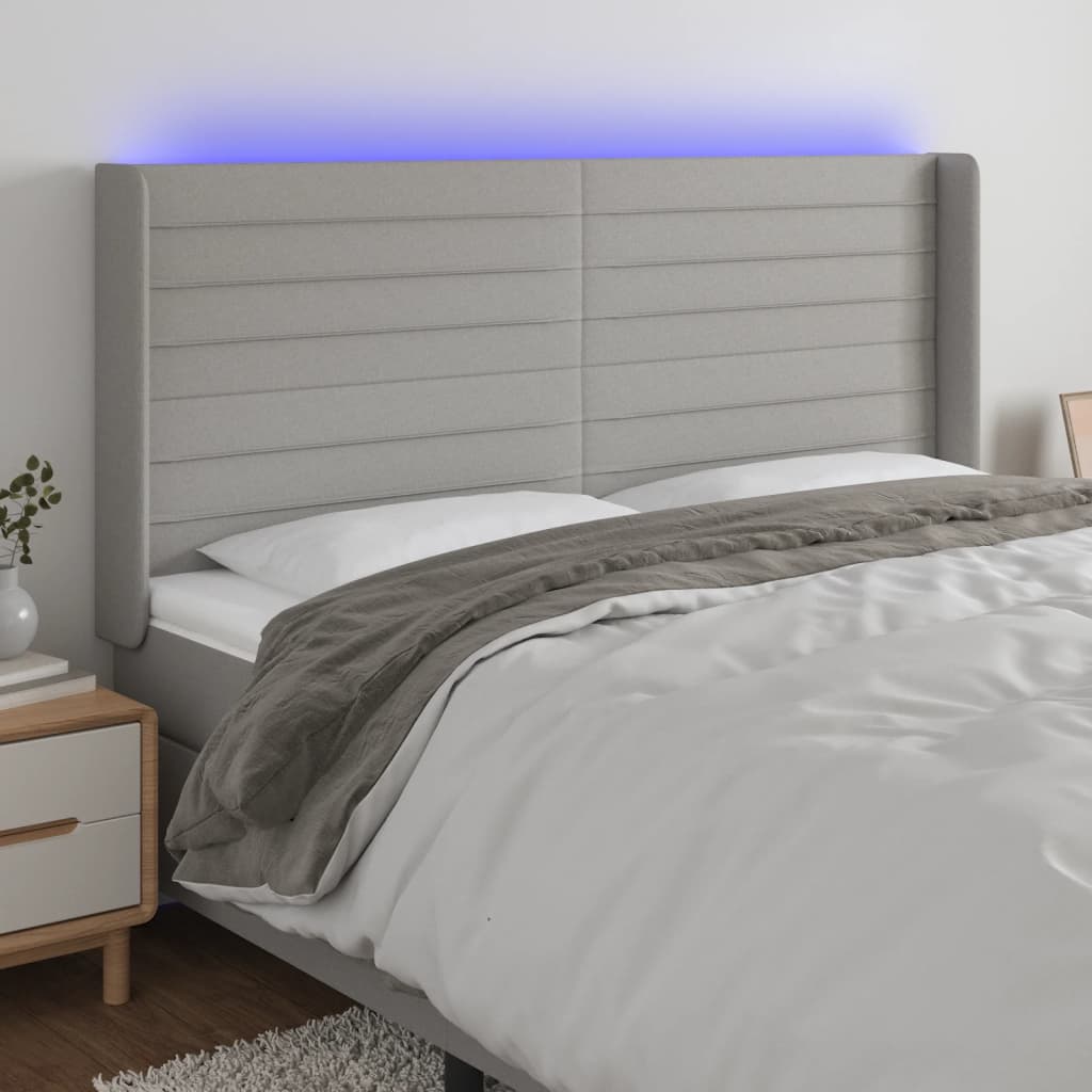 Tête de lit à LED Gris clair 203x16x118/128 cm Tissu - XIOS