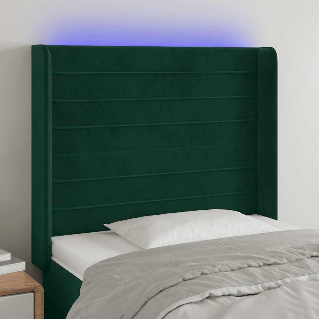 Tête de lit à LED Vert foncé 83x16x118/128 cm Velours - XIOS