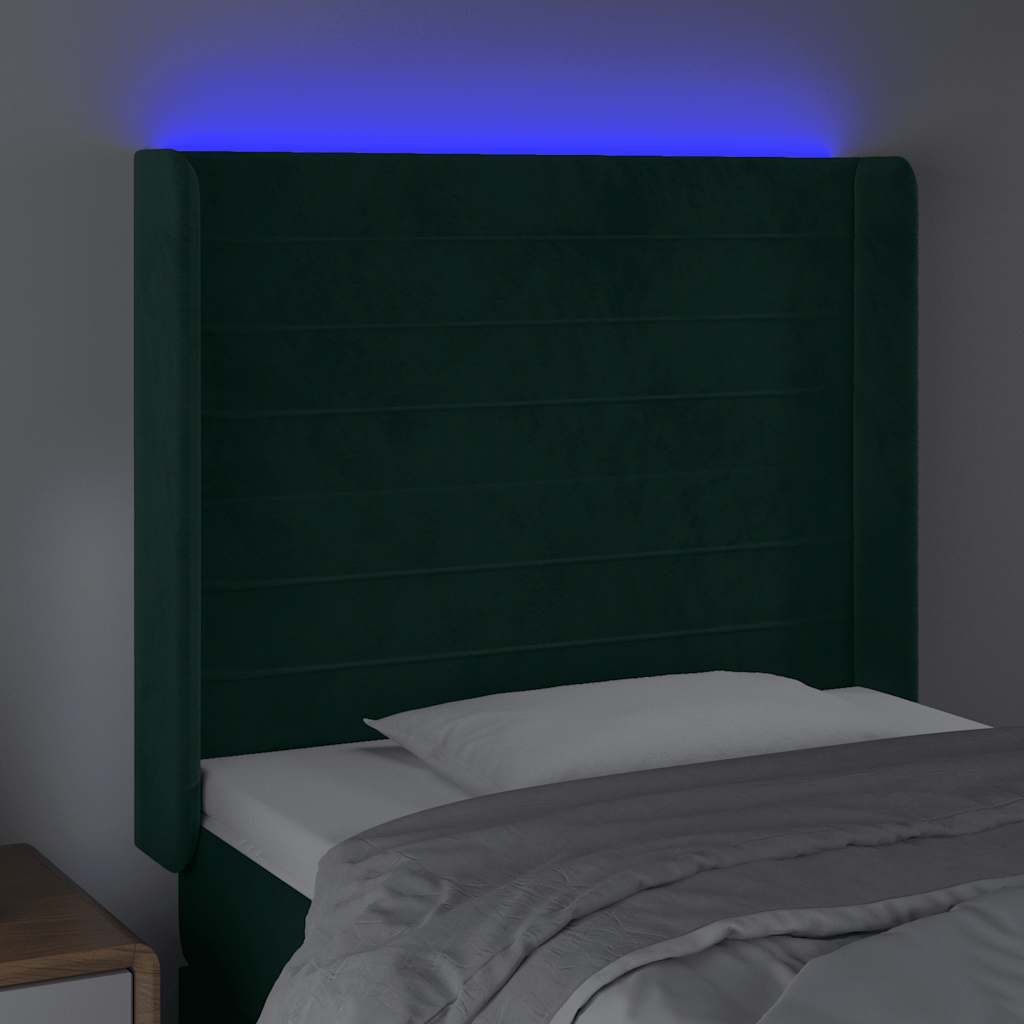 Tête de lit à LED Vert foncé 93x16x118/128 cm Velours - XIOS