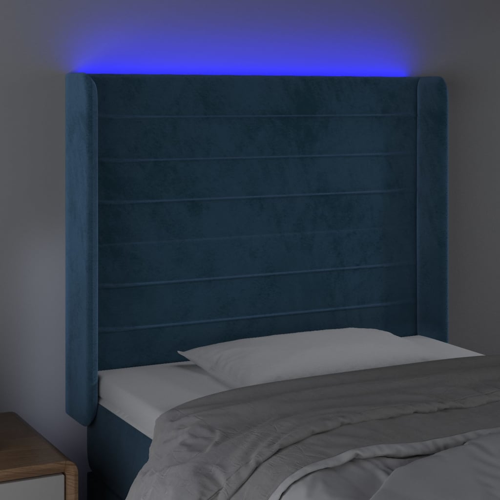 Tête de lit à LED Bleu foncé 93x16x118/128 cm Velours - XIOS