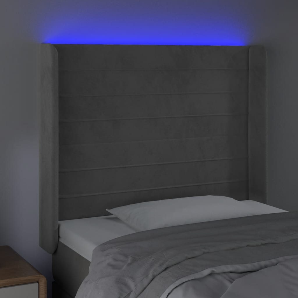 Tête de lit à LED Gris clair 103x16x118/128 cm Velours - XIOS