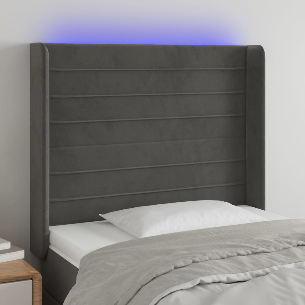 Tête de lit à LED Gris foncé 103x16x118/128 cm Velours - XIOS