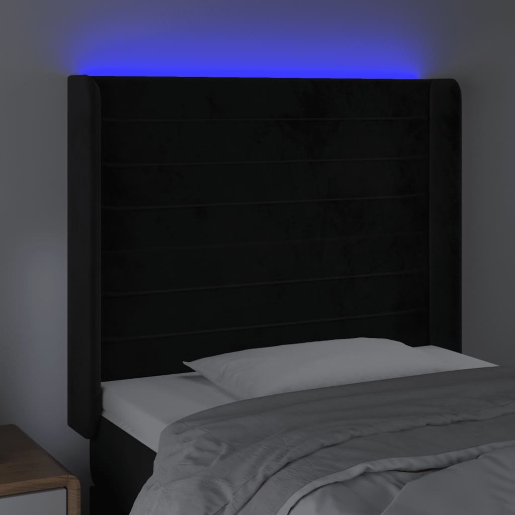 Tête de lit à LED Noir 103x16x118/128 cm Velours - XIOS