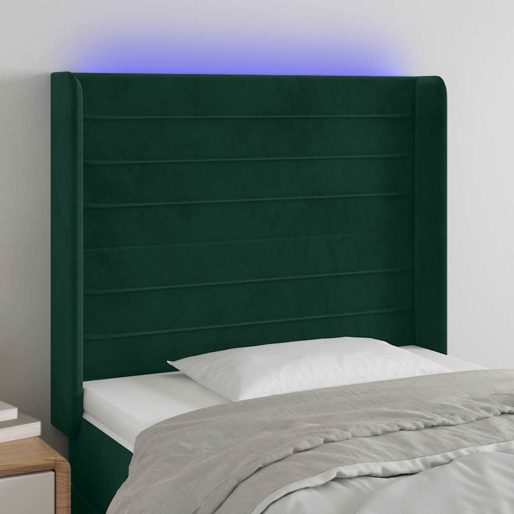 Tête de lit à LED Vert foncé 103x16x118/128 cm Velours - XIOS