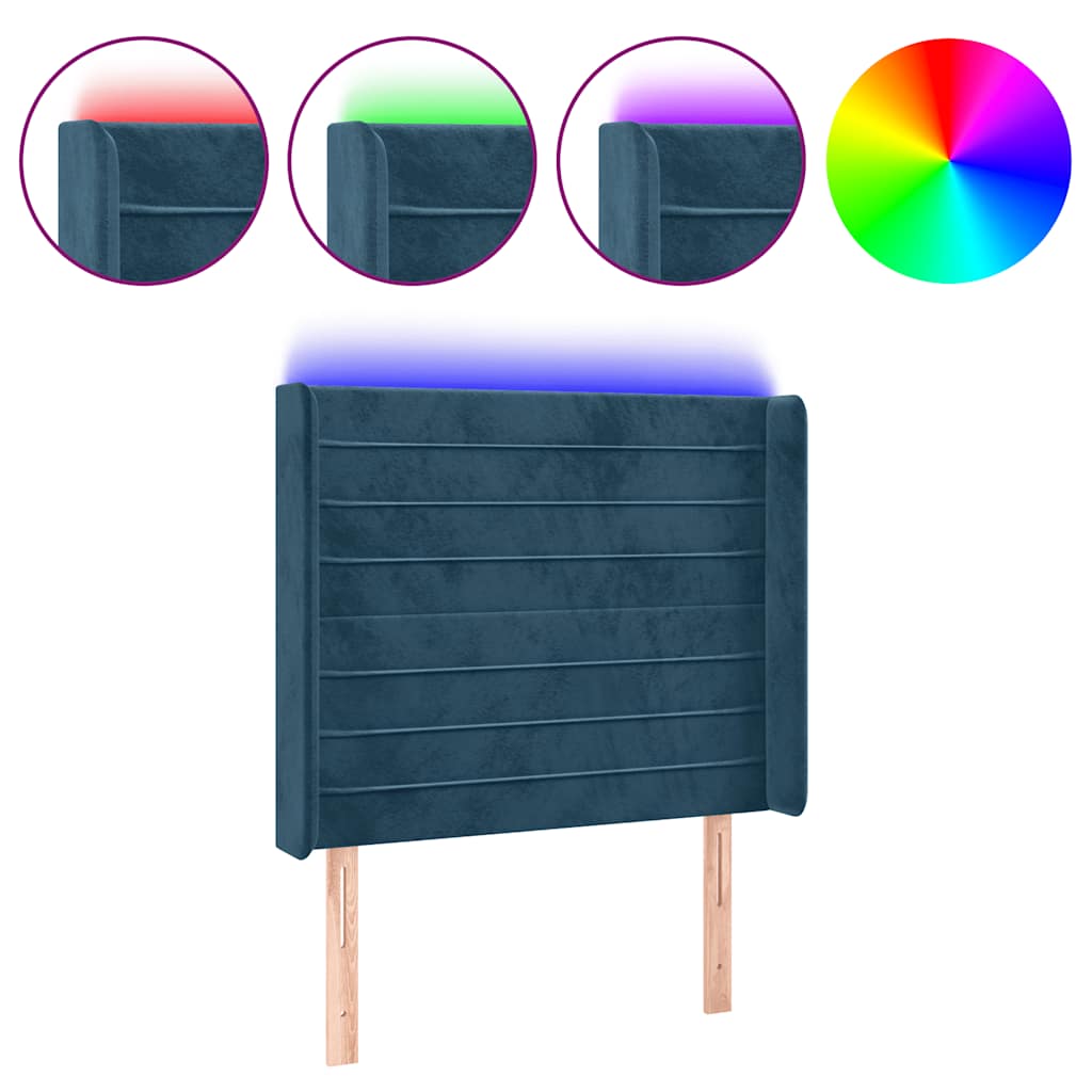 Tête de lit à LED Bleu foncé 103x16x118/128 cm Velours - XIOS