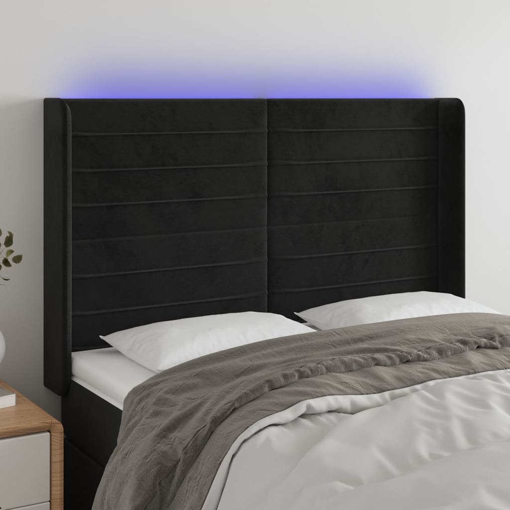 Tête de lit à LED Noir 147x16x118/128 cm Velours - XIOS