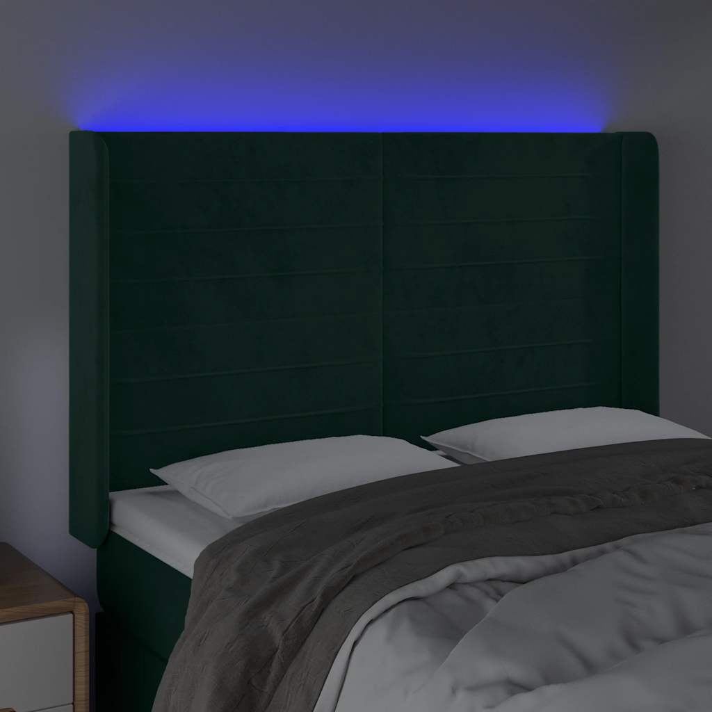 Tête de lit à LED Vert foncé 147x16x118/128 cm Velours - XIOS